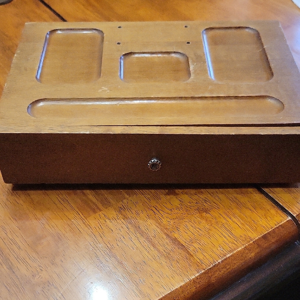 Vintage Wooden Desk Top Jewelery Box Holder Organizer